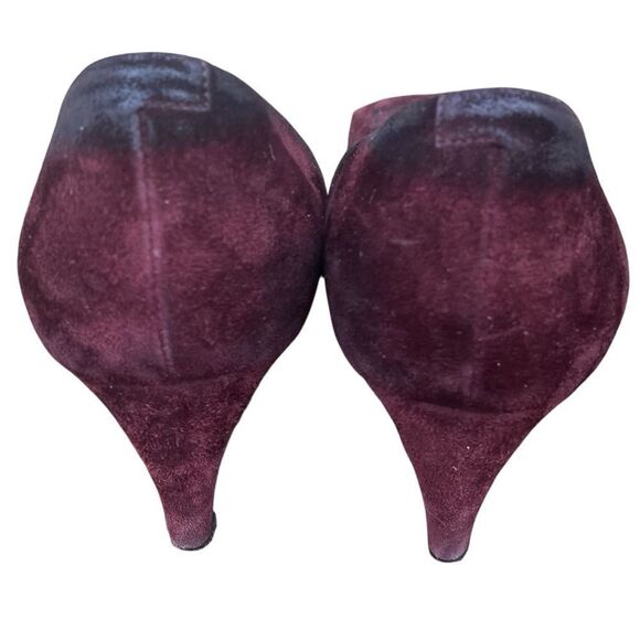 ROGER VIVIER Maroon/Burgundy Suede Leather Wedge/Pump Size 8(38) Designer - Picture 6 of 11